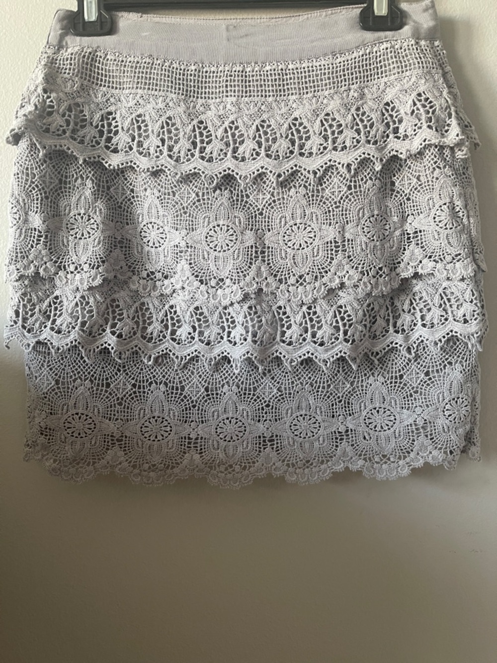 Abercrombie & Fitch Gray Crochet Tiered Mini Skirt